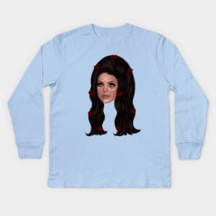 Priscilla Hearts In Big Hair Kids Long Sleeve T-Shirt